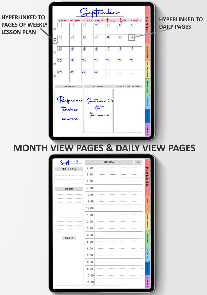 Digital Teacher Planner for Goodnotes Notability Undated Etsy