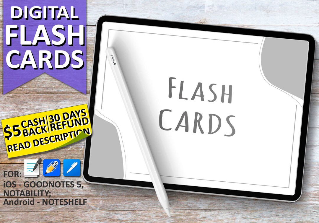 Digital Flash Cards for Goodnotes 5 Notability Noteshelf Etsy