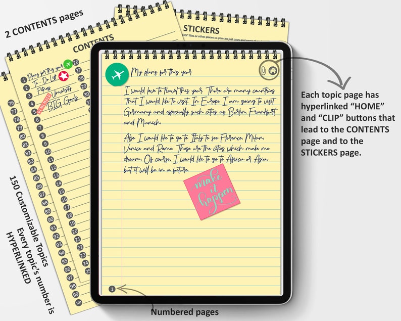 Digital Notepad Vertical Notebook Student Notebook Digital Etsy