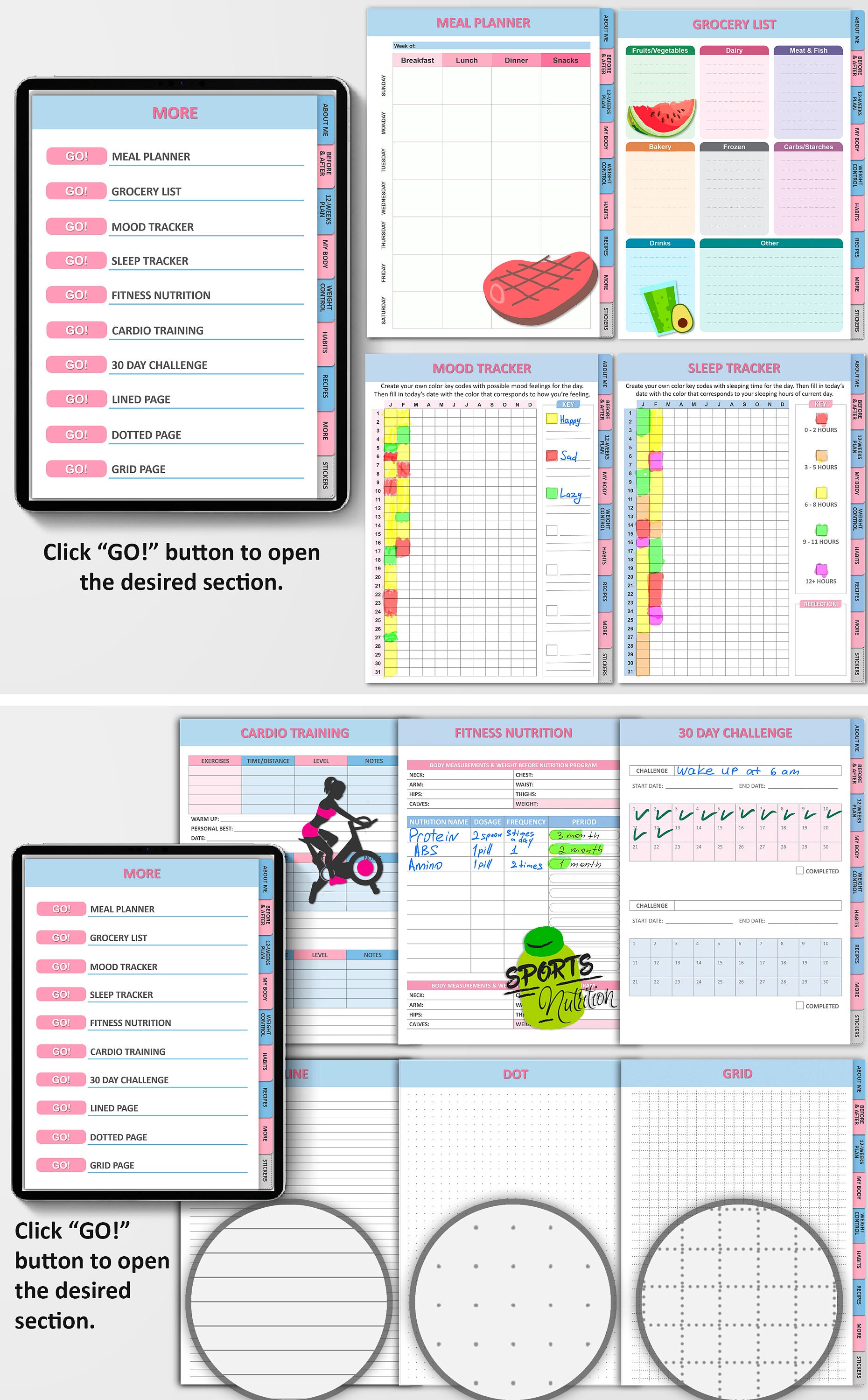 Digital Fitness Planner iPad Planner Goodnotes Planner Etsy
