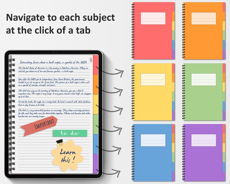 Digital Notebook Student Notebook 6 Subjects 600 Page Etsy