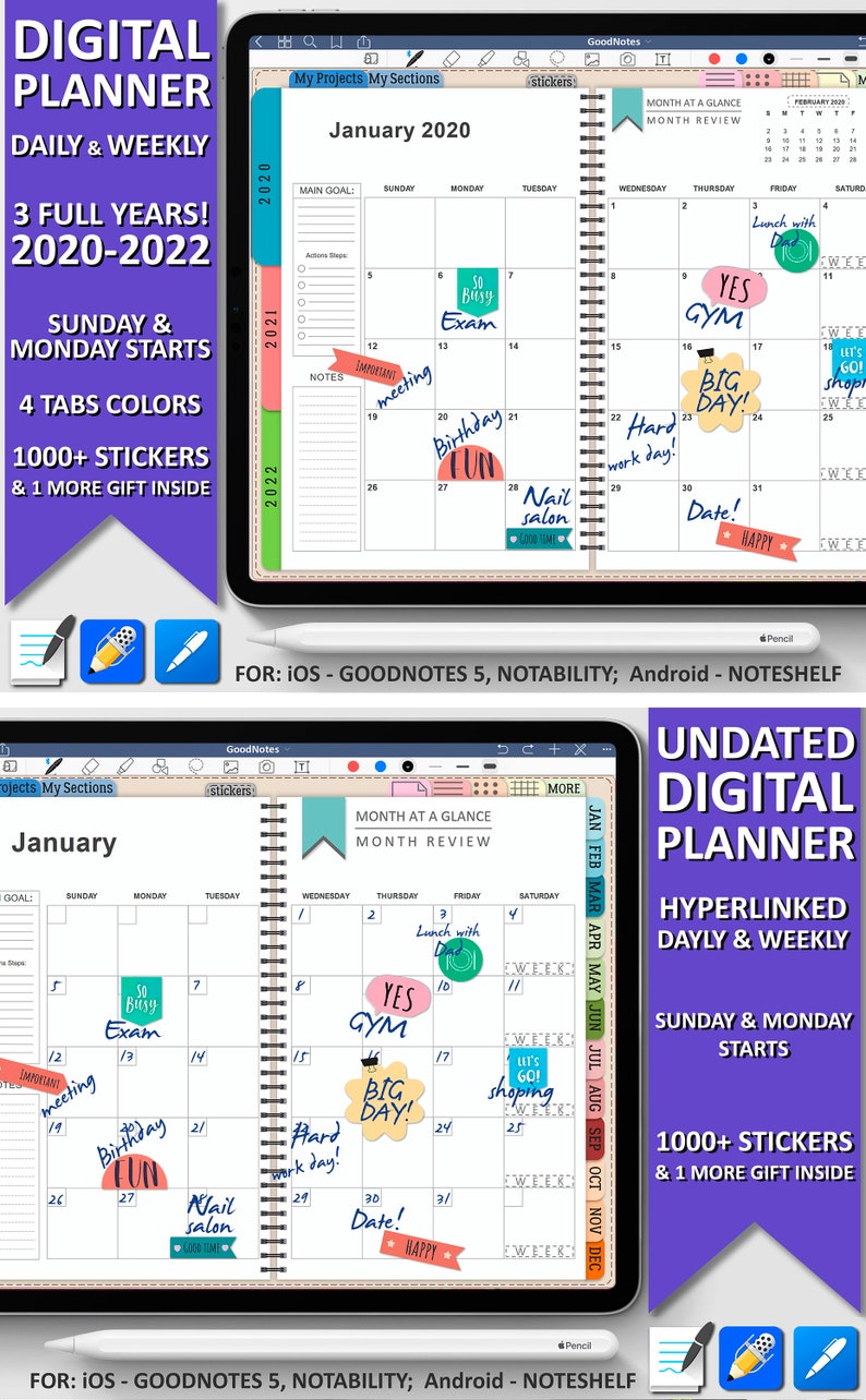 Ultimate Digital Planner Kit iPad Planner Goodnotes Planner Etsy