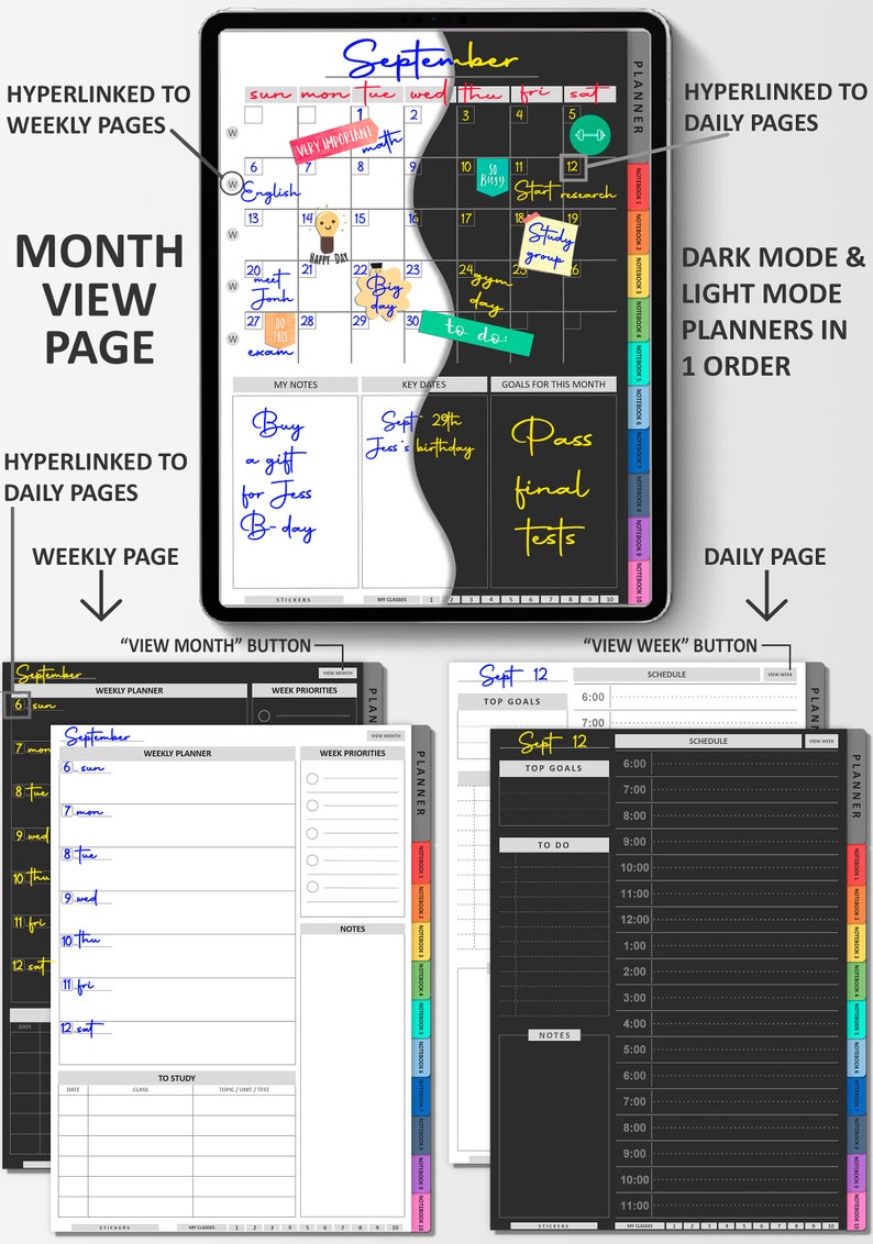 Digital Student Planner for Goodnotes Notability Undated Etsy