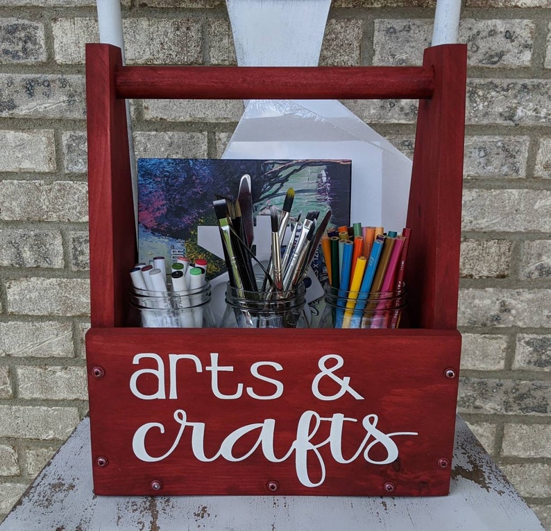 Art Caddy Art Supply Caddy Craft Caddy Handpainted Art Etsy
