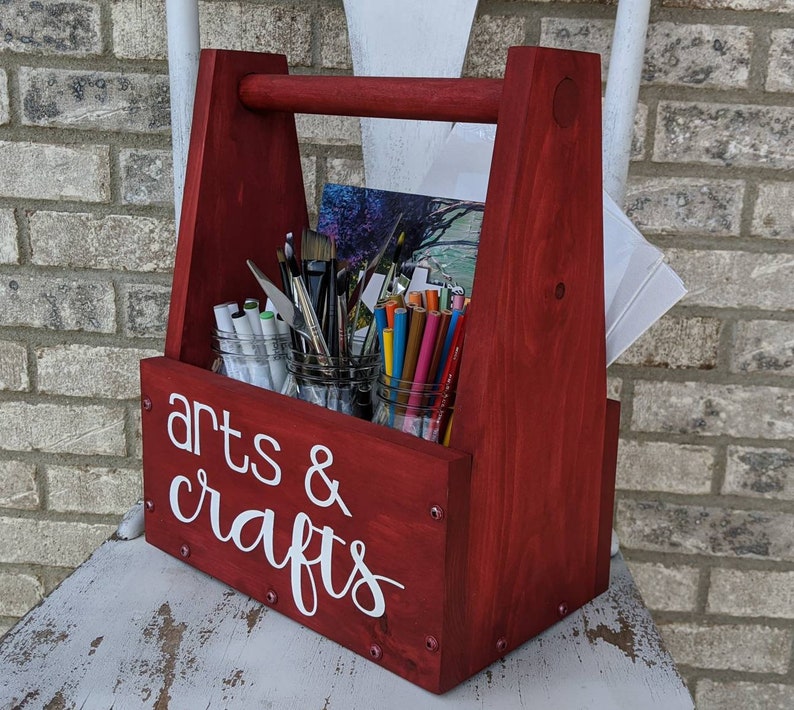 Art Caddy Art Supply Caddy Craft Caddy Handpainted Art Etsy