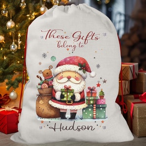 Personalised Santa Sack,Luxury Linen Christmas toy sack,Reindeer-Elf-Santa-elves,Gifts Presents,Personalised Christmas Decorations.Whimsical