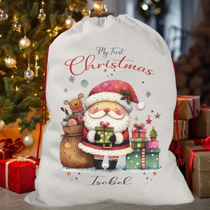 Personalised Santa Sack,Luxury Linen Christmas toy sack,Reindeer-Elf-Santa-elves-elf,Presents,Personalised Christmas Decorations.Whimsical