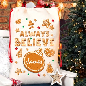 Personalisierter Weihnachten Weihnachtssack, Leinen Festlicher Sack, Geschenk Sack für Kinder, Kinder Weihnachtssack, Festliche Lebkuchen Geschenke, Traditionell