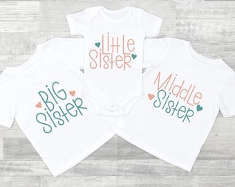 Pink and Blue Little Sister Shirt | Big Sister Shirt | Matching Sibling Shirts | Matching Sister Shirts | Baby Arrival Shirts | Delivery Day