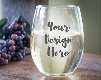 Customizable Stemless Wine Glass