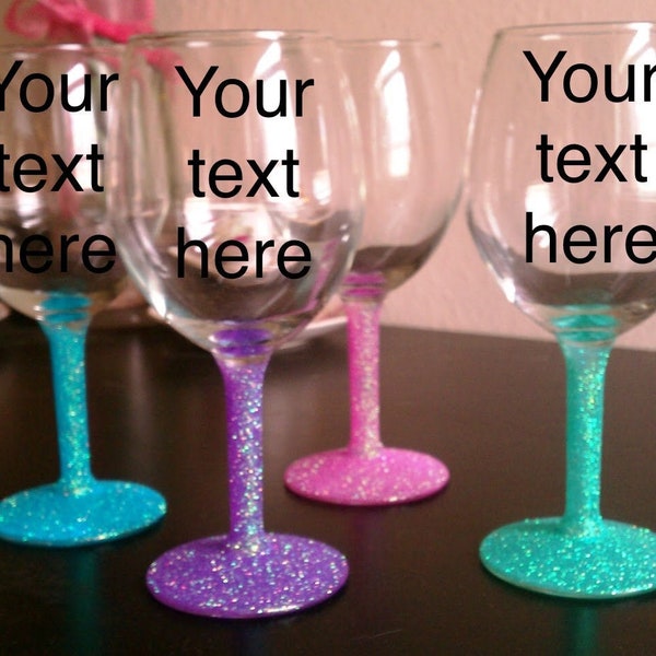 Personalized Glittery Wine Glass