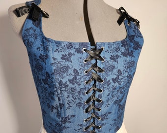 Corset top, stays, handmade, ready to ship.