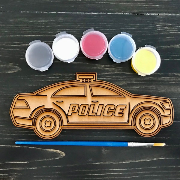 DIY Kids Police Car Paint Set, Paint your Own Police Car, Quarantine Craft, Girls Craft Kit, Boys Craft Kit, Kids Craft Set, Paint Party