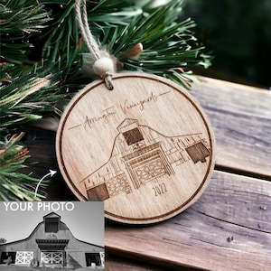Custom Photo Sketch Ornament, Personalized House Drawing Ornament, Laser Engraved Wood Ornament, Housewarming Gift, Christmas Gift
