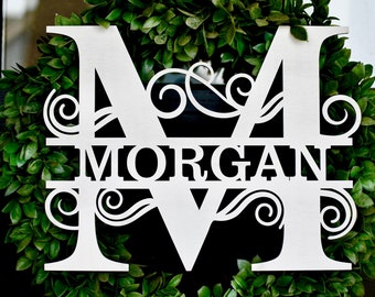 Personalized Split Monogram Sign, Custom Wood Sign, Last Name Monogram, Wood Laser Monogram, Monogram Sign, Wedding Gift, Closing New Home