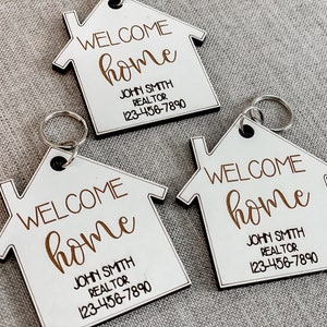 Personalized Welcome Home Keychain, Custom Real Estate
