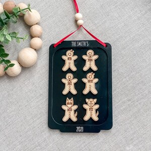 Gingerbread Cookie Family Ornament, Christmas Cookie Family Tree, Personalized Christmas Family Ornament 2021, Laser cut custom holiday pet