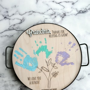 Mother's Day Personalized Mother's Day Gift, Mother's Day DIY Handprint Art, Mom Gift from Kids, Gift for Grandma, Personalized Serving Tray zdjęcie 4