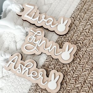 Easter Basket Name Tag, Laser cut 3D, Custom Engraved Bunny Tag, Personalized Name Tag, Easter Basket Name, Easter Gift, Name Tag, Spring