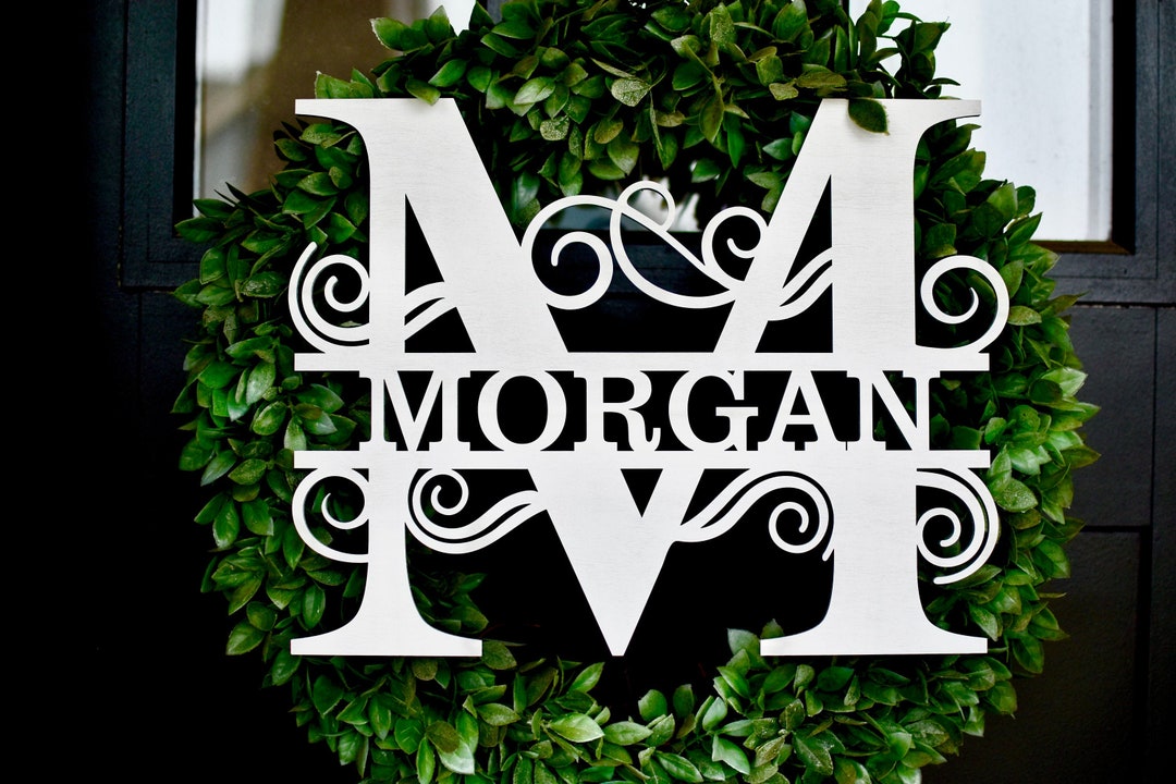 Personalized Split Monogram Sign, Custom Wood Sign, Last Name Monogram ...