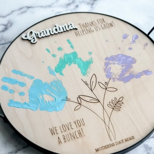 Mother's Day Personalized Mother's Day Gift, Mother's Day DIY Handprint Art, Mom Gift from Kids, Gift for Grandma, Personalized Serving Tray 画像 5