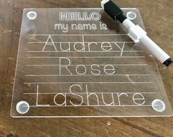 Name Tracing, Reusable Personalized name Custom Trace Dry Erase Board, Montessori Materials, Education Preschool Learning Supplies, School