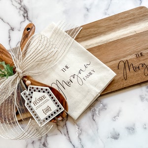 Housewarming Gift Basket, Real Estate Closing Gift Basket, Personalized Cheese Board Set, Custom Engraved Real Estate logo, Client Gift image 1