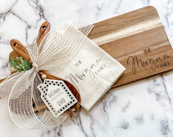 Housewarming Gift Basket, Real Estate Closing Gift Basket, Personalized Cheese Board Set, Custom Engraved Real Estate logo, Client Gift