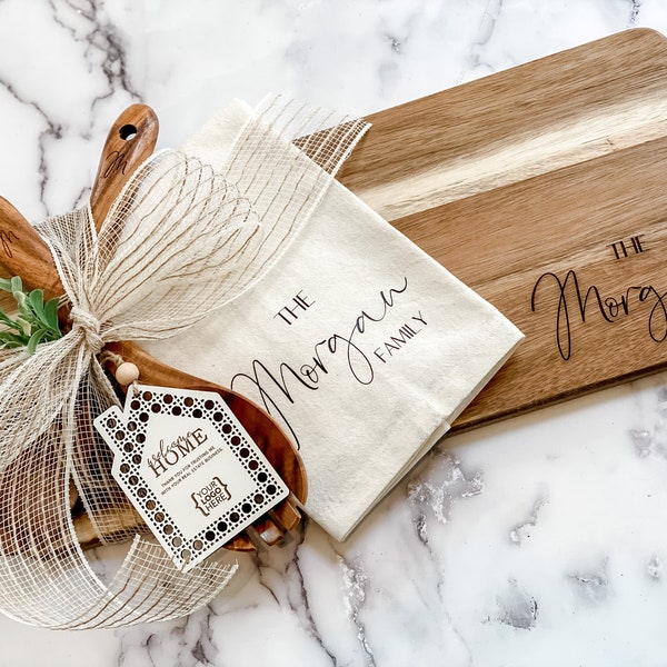 Housewarming Gift Basket, Real Estate Closing Gift Basket, Personalized Cheese Board Set, Custom Engraved Real Estate logo, Client Gift