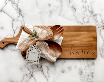 Home Heart Cutting Board Gift Set, Housewarming Gift Basket, Real Estate Closing Gift Basket, Custom Engraved Real Estate logo, Client Gift