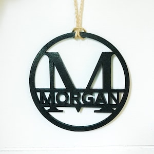 Last Name Laser Cut Ornament, Personalized Monogram Christmas Ornament, Family Name Ornament, Christmas Gift Tag, Holiday Ornament, Initial
