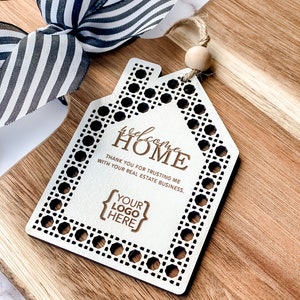 Personalized Welcome Home Gift Tag, Real Estate Logo Tag, Closing Gift, Housewarming, New Home, Real Estate Marketing Material,  Logo Promo