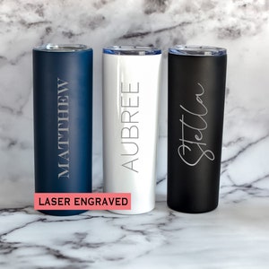 Personalized Skinny Tumbler / Custom Skinny Tumbler / 20 oz Name Tumbler / Bride Bridesmaid tumblers / Teacher Gifts / Promotional Products