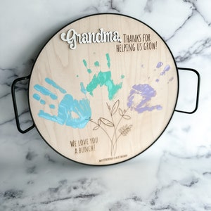 Mother's Day Personalized Mother's Day Gift, Mother's Day DIY Handprint Art, Mom Gift from Kids, Gift for Grandma, Personalized Serving Tray zdjęcie 6