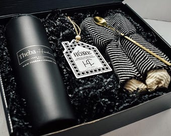 Custom Skinny Tumbler Gift Set - Personalized Tumbler, Engraved Gift, Custom Gift Tag | Housewarming, Wedding, Client Gift Box