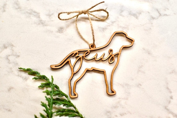 Personalized Dog Name Ornament, Christmas Gift for Dog, Dog Silhouette Custom Ornament, Dog Love, Dog Mom Gift, Christmas Dog Laser Ornament