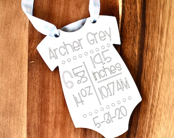 Baby-Stat-Weihnachtsverzierung, personalisierte erste Weihnachtsverzierung des Babys, Neugeborenen-Verzierung, Baby-Verzierung, Geburt, benutzerdefinierte Verzierung neues Baby