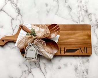 Home State Cutting Board Gift Set, Housewarming Gift Basket, Real Estate Closing Gift Basket, Custom Engraved Real Estate logo, Client Gift