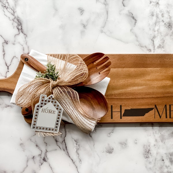 Home State Cutting Board Gift Set, Housewarming Gift Basket, Real Estate Closing Gift Basket, Custom Engraved Real Estate logo, Client Gift