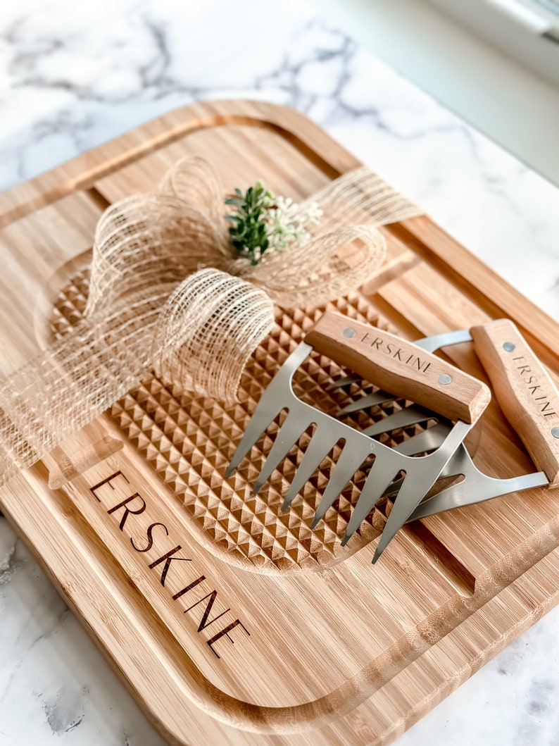 Father's Day Grill Gift Basket Engraved BBQ Meat Board Etsy