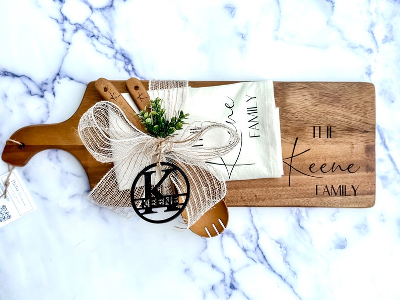 Housewarming Gift Basket, Real Estate Closing Gift Basket, Personalized Cheese Board Set, Custom Engraved Real Estate logo, Client Gift image 2