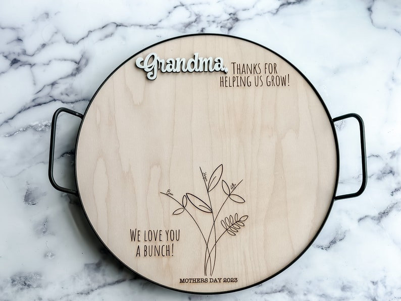 Mother's Day Personalized Mother's Day Gift, Mother's Day DIY Handprint Art, Mom Gift from Kids, Gift for Grandma, Personalized Serving Tray zdjęcie 8