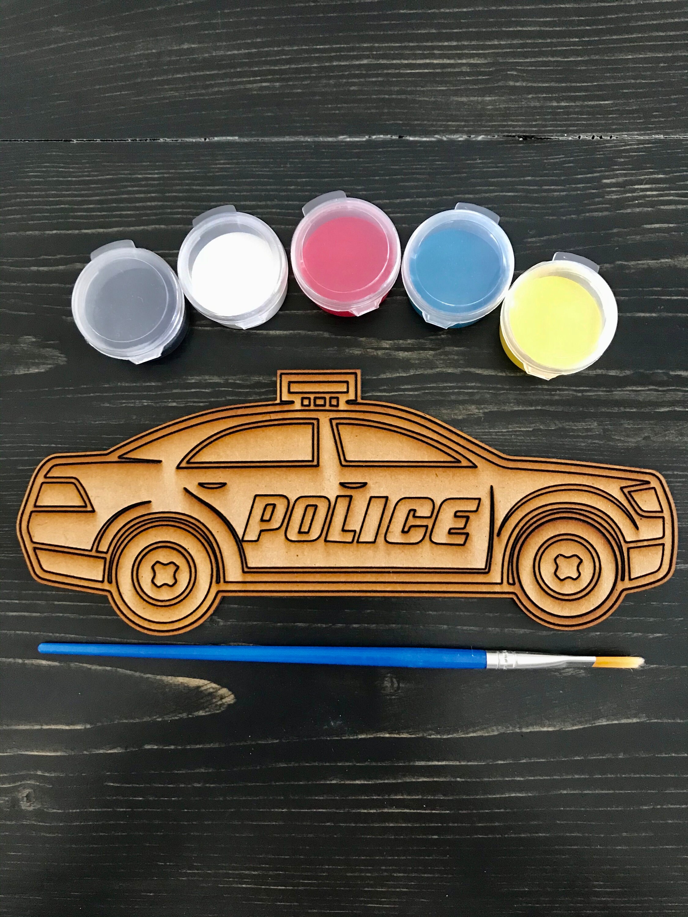 DIY Kids Police Car Paint Set Paint Your Own Police Car Etsy