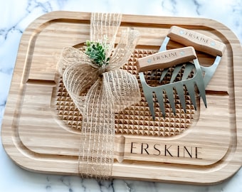 Father's Day Grill Gift Basket, Engraved BBQ Meat Board, Personalized Meat Claws, Gift for Dad, Housewarming Basket, Real Estate Closing