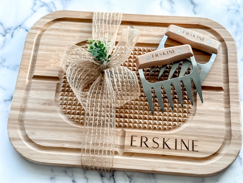 Father's Day Grill Gift Basket Engraved BBQ Meat Board Etsy