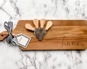 Home Cutting Board, Charcuterie Home Closing Gift, Cheese Knives & Board, Real Estate logo, Client Gift, Housewarming