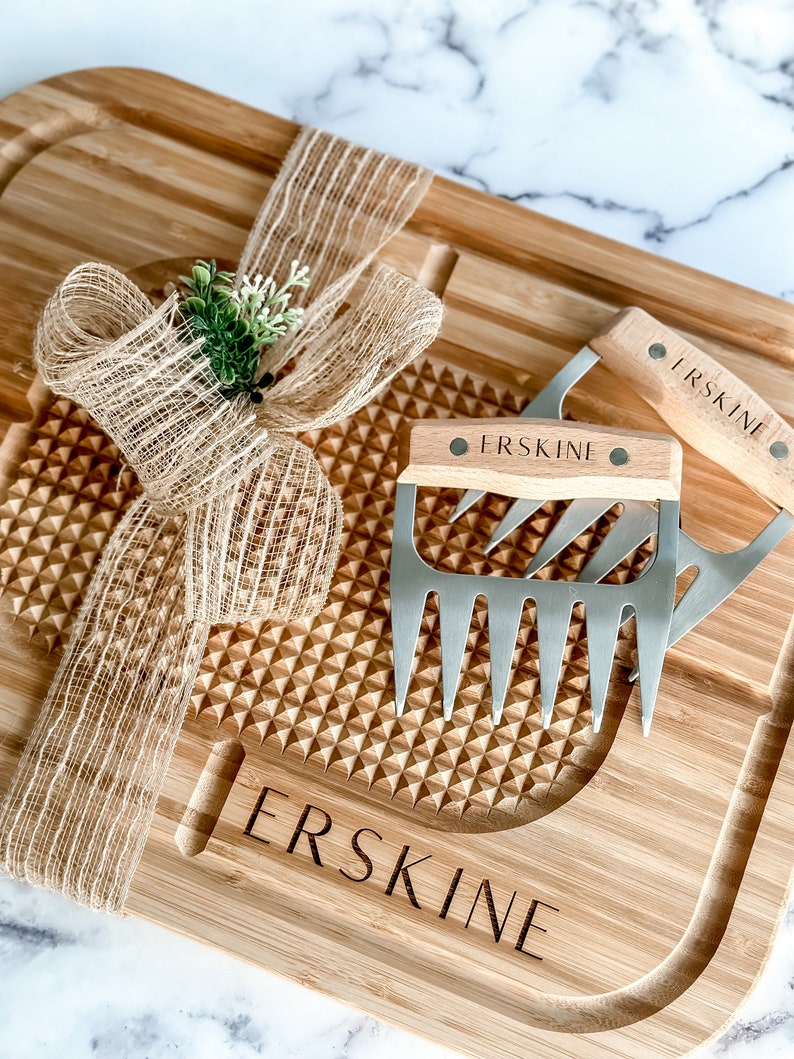 Father's Day Grill Gift Basket Engraved BBQ Meat Board Etsy