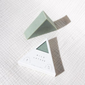 Soft Palo Santo Triangle Soap / "Byron Bay" / Gentle Lather / Organic, Eco Friendly, Handmade Gift for Self or Friend / Hemp Paper Packaging