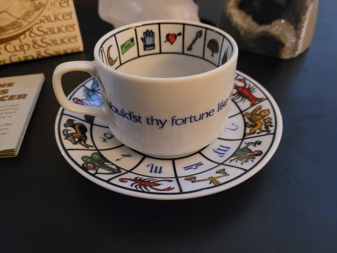 Vintage Fortune Telling Teacup & Saucer by Knobler Made in Etsy