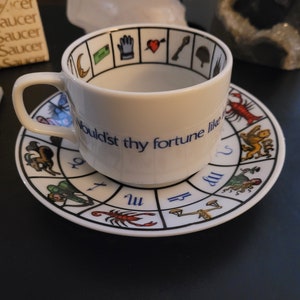 Tazza da tè e piattino vintage per predizione del futuro di Knobler Made in Japan Tarocchi Divinazione Astrologia Lettura delle foglie di tè Tazza delle streghe Spedizione gratuita negli Stati Uniti